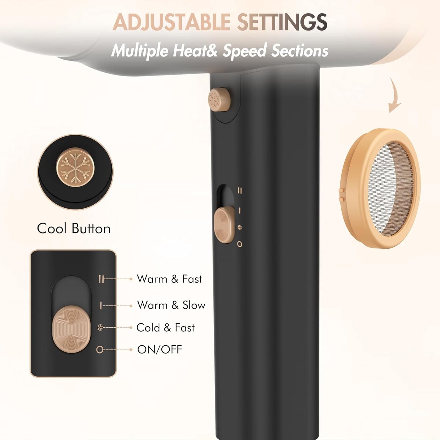 Aneikin Hair Dryer with Diffuser and Concentrator