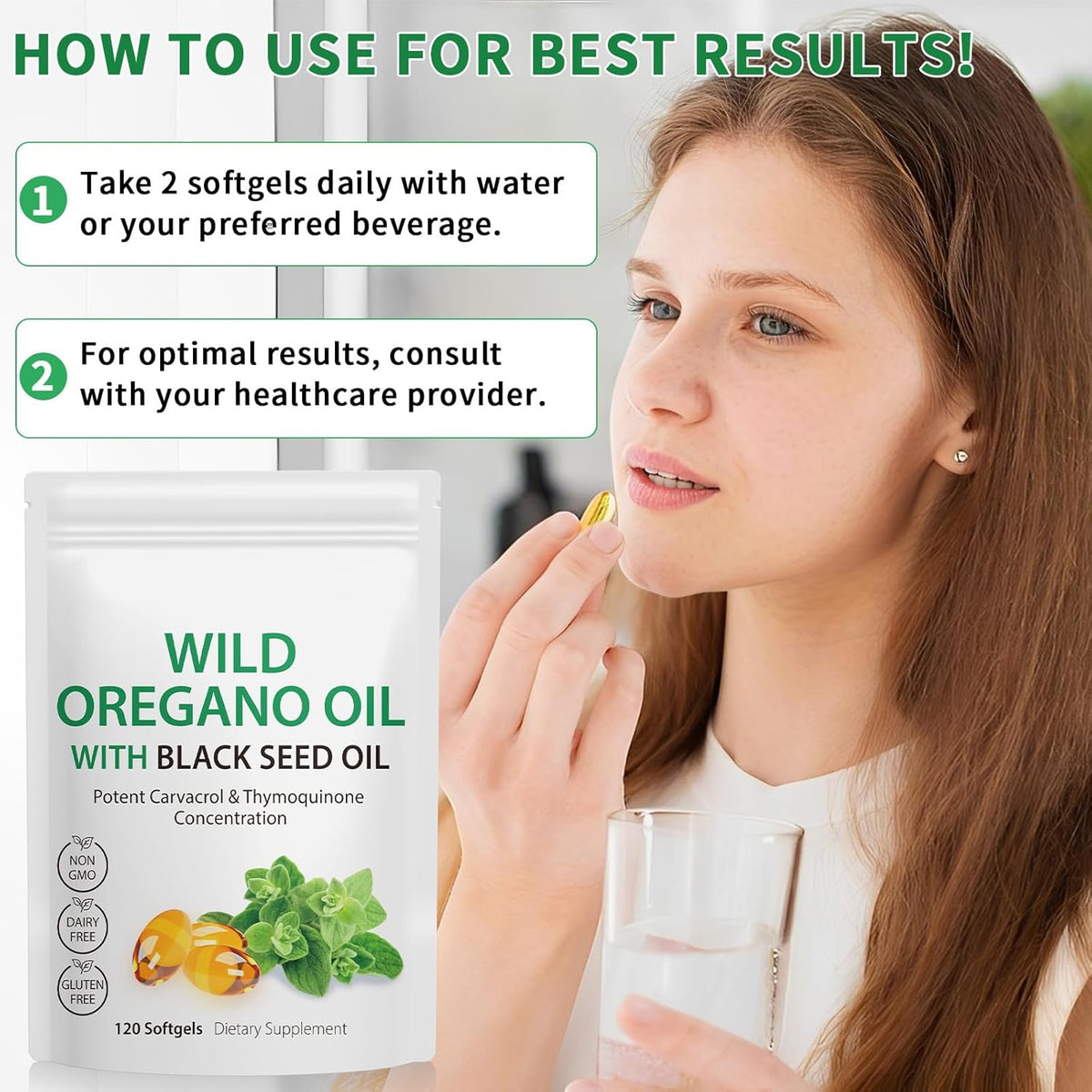2 in 1 Oil of Oregano with Black Seed Oil Softgels
