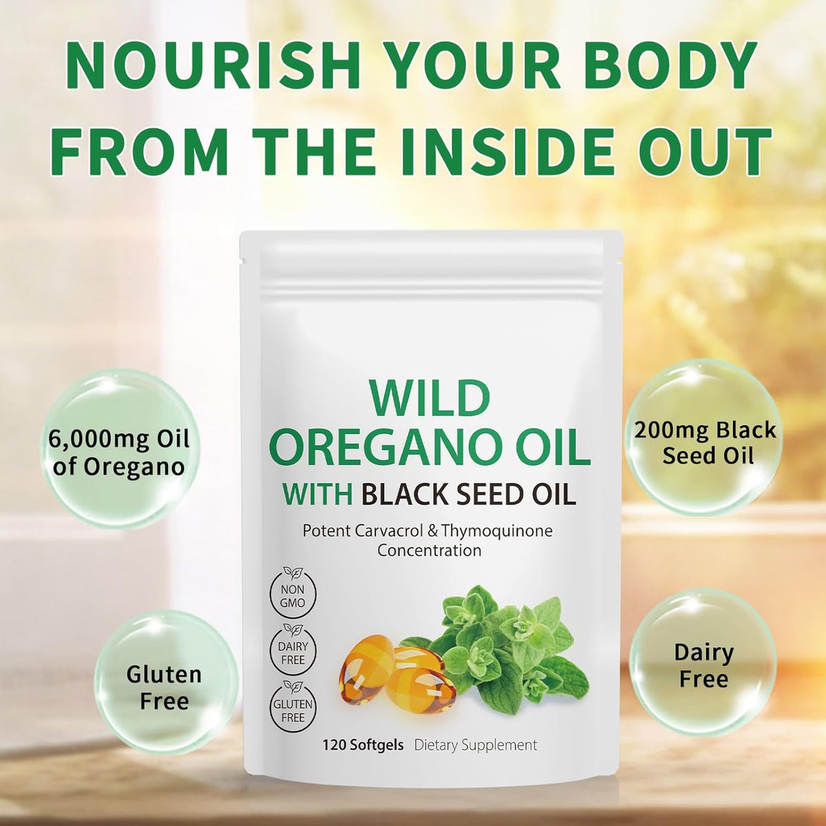 2 in 1 Oil of Oregano with Black Seed Oil Softgels