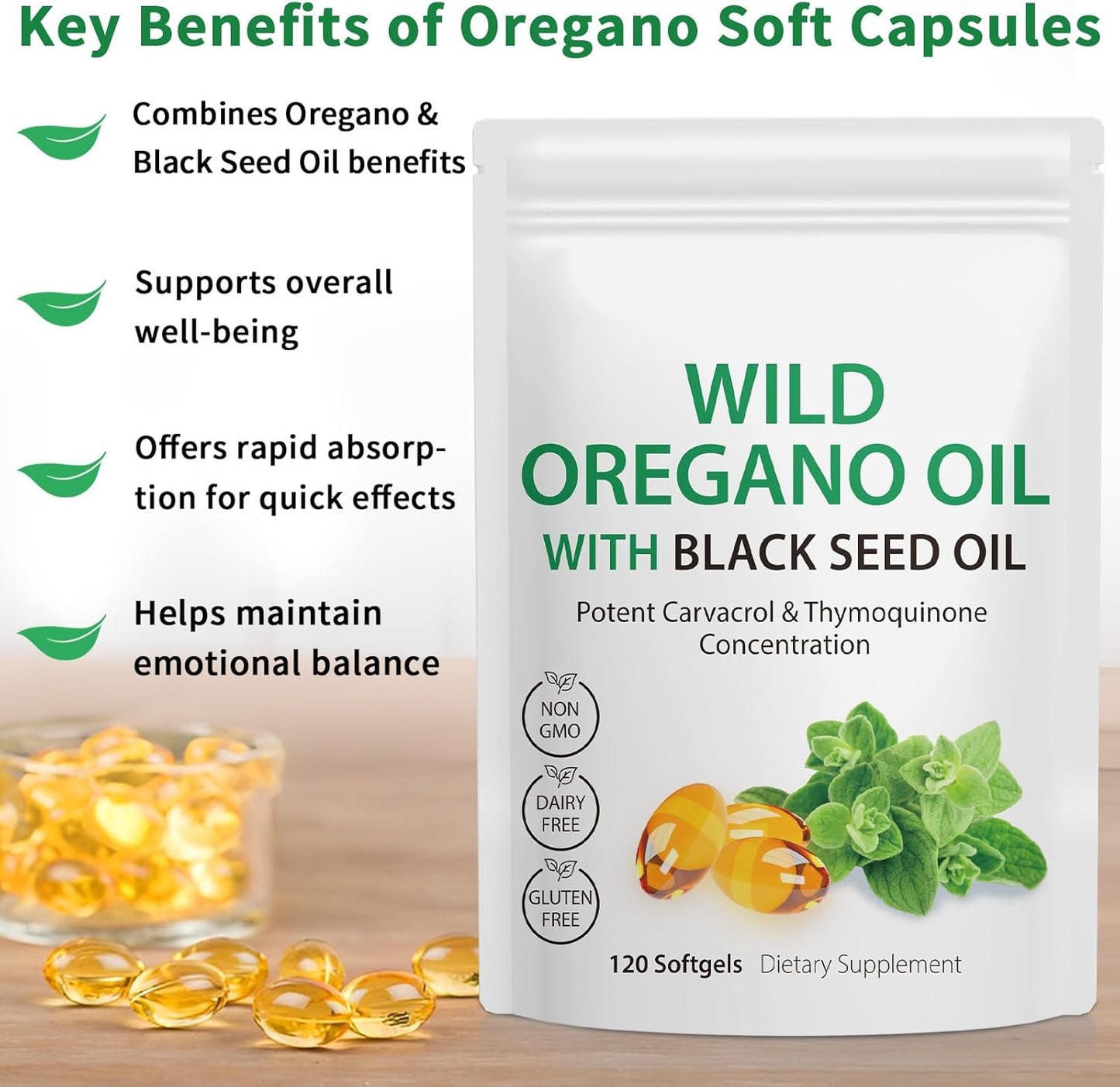 2 in 1 Oil of Oregano with Black Seed Oil Softgels