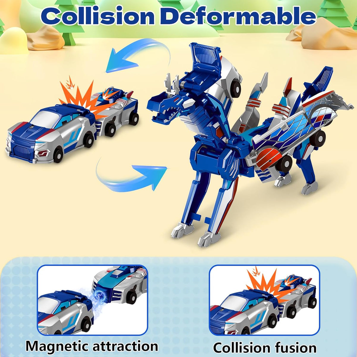 Collision Transforming Dinosaur Car
